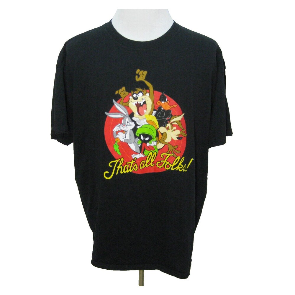 LOONEY TUNES Mens (Size 2XL) Black Graphic T-Shirt Top Bugs Bunny Taz Daffy Duck